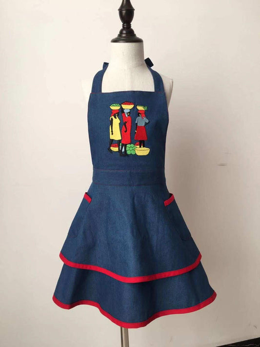 Girls Denim Ruffled Apron