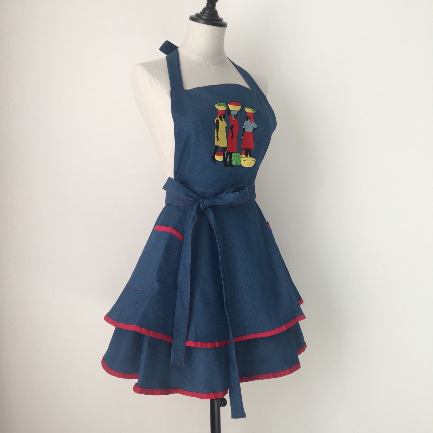 Ladies Denim Ruffled Apron